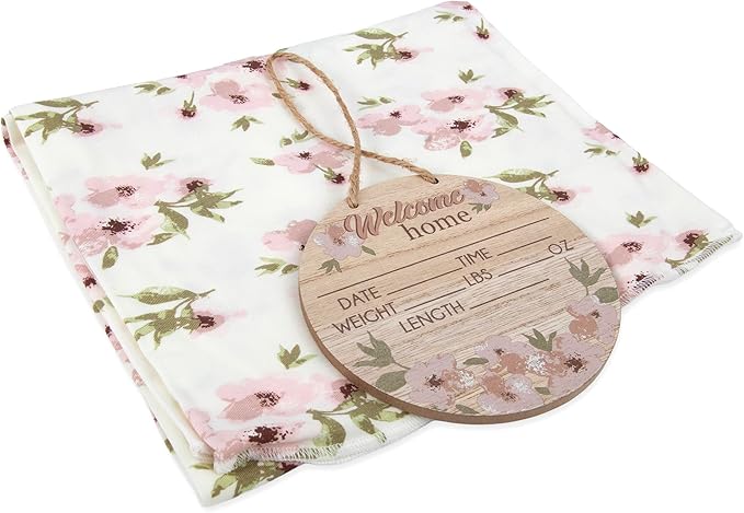 Newborn Baby 4 Piece Coming Home Outfit Gift Set – Footie Sleeper, Blanket, Headband & Ornament for Boys & Girls
