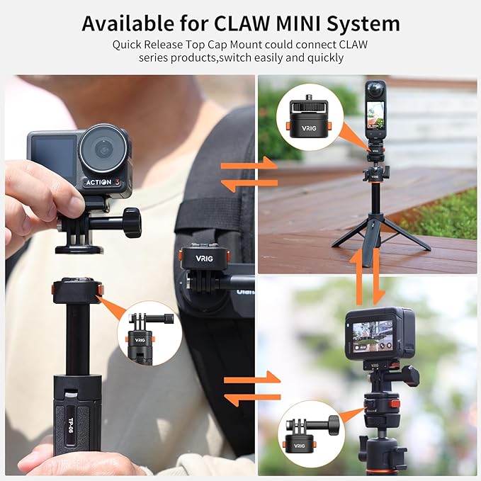 VRIG Camera Tripod Quick Release Plate Universal Mount Magnetic Base Adapter with 1/4 Screw Hole, Suitable for Claw Mini Series (1/4 Base)