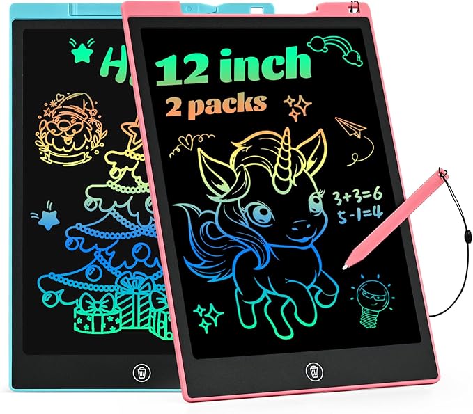 EooCoo Toys for Ages 3-8, 12 Inch LCD Writing Tablet 2 Pack, Todder Kids Easter Gifts, Electronic Drawing Board, Kids Drawing Pad, Birthday Gifts for Boys & Girls, Kids Travel Essential - 12 Inch