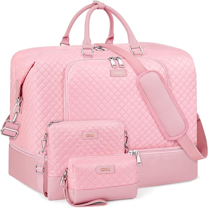 Travel Weekender Bag for Women, 21" Overnight Bag with Shoe Compartment 50L Large Travel Duffel Bag Carry On Tote for Weekend, Overnight, Business Trips, Water Resistant