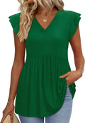 WIHOLL Womens Summer Tops 2026 Babydoll Shirts Ruffle Sleeve Spring Outfits Dressy Casual Blouses
