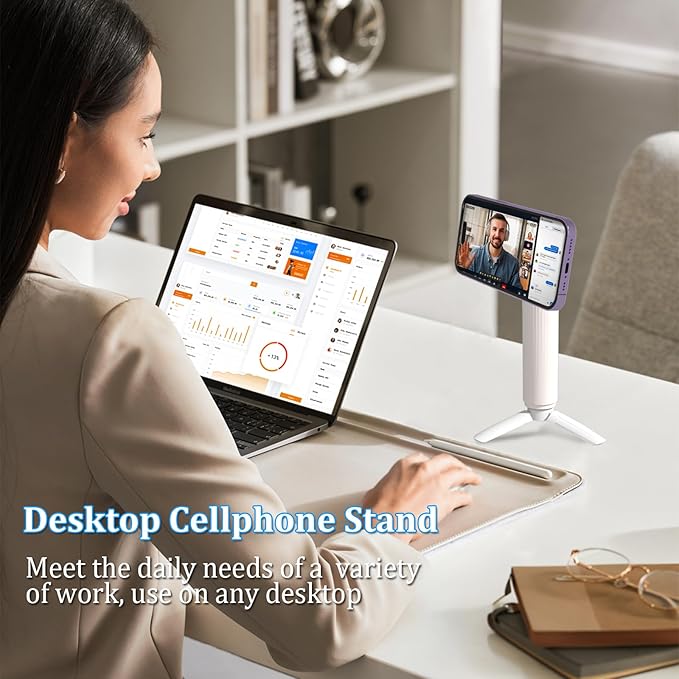 CLQ Magnetic Airplane Phone Holder Mount, for Magsafe Airplane Travel Essentials Accessories, 360° Rotating Adjustable Length Handsfree Phone Stand for iPhone/Pro/Max/Magsafe Case/Smartphones