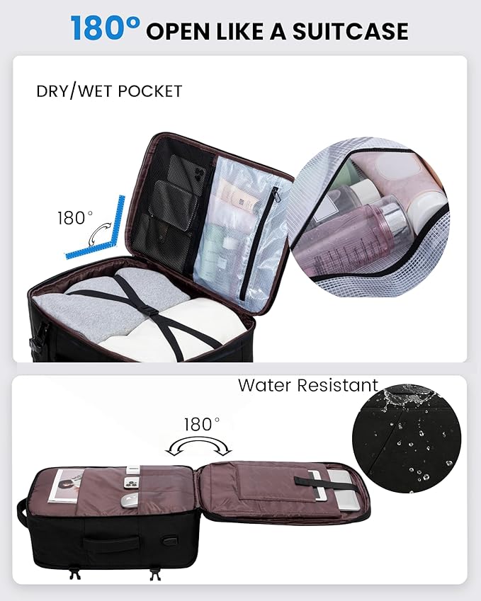 LOVEVOOK Carry on Travel Backpack, Large 50L for Men & Women Flight Approved with USB Charging Port&3 Packing Cubes, Large Suitcase Water Resistant Luggage Daypack Business Weekender Bag, Navy Blue