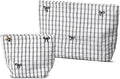HAPPYHEIDI Makeup Bag Set for Organizing and Traveling, White Checkered Nylon Pouch, Plaid, Zipper Closure, Large 10.2x7.8 Inches