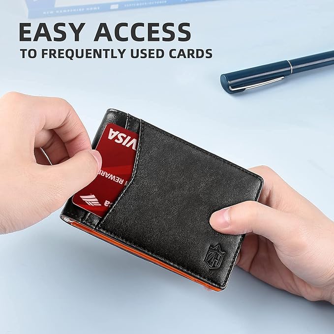 Zitahli Wallet for Men-6 Slots ID Window-Mens Wallets-Slim Wallet Classic Spring Money Clip RFID Blocking-Gift for Men