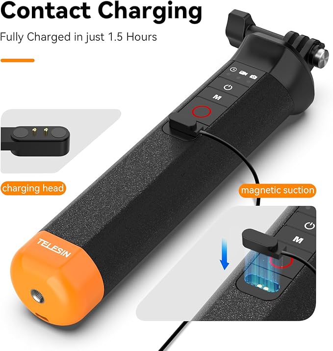 TELESIN Floating Selfie Stick Hand Grip Waterproof Handle with Bluetooth Remote for GoPro Hero 13 12 11 10 9 8 Handle Mount Accessories for Action Camera