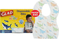 Glad for Kids Shark Disposable Paper Bibs with Crumb Catcher, Absorbent Leakproof Bibs for Toddlers and Babies, Mess Free Feeding, Crafts, Parties, and Travel Use, 30 Count