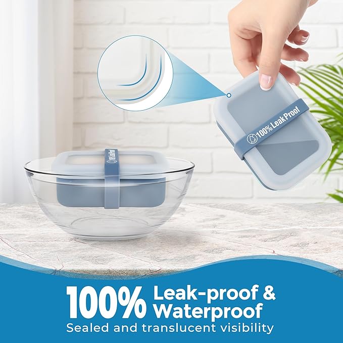 Compact Leakproof Travel Soap Case with Lid & Silicone Strap - Portable Draining Soap Bar Holder for Gym, Bathroom, Camping - Lightweight Silicone Soap Dish Container (Blue)