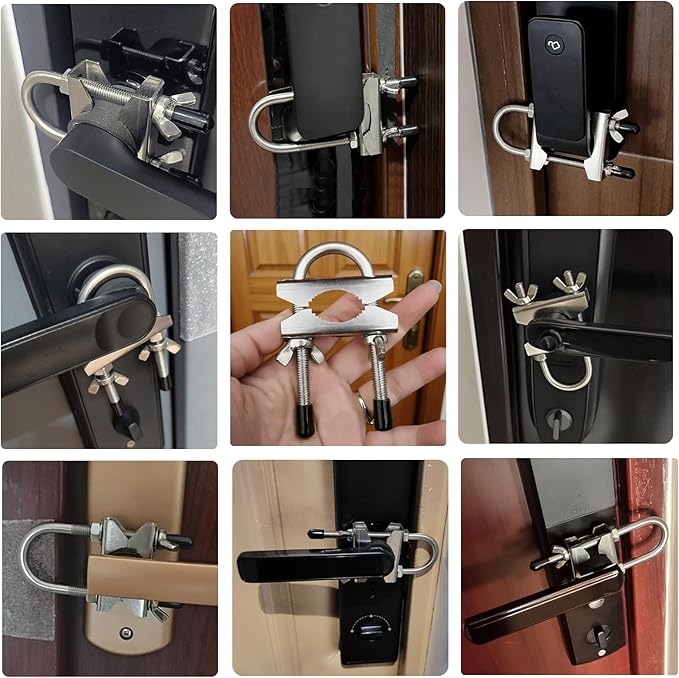Portable Door Security Locks, Adjustable Heavy Duty Outward Opening Travel Stainless Steel Safety Device for Hotel Room, Home, Apartment