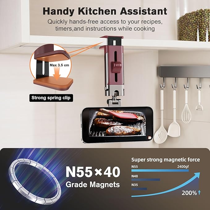 for MagSafe Airplane Phone Holder Mount Travel Essentials for Plane,N55*40 Pro Magnetic Phone Stand for Desk Tray Table,360° Swivel Travel Gifts for Women Men Airplane Gadgets Cruise Must Haves Red