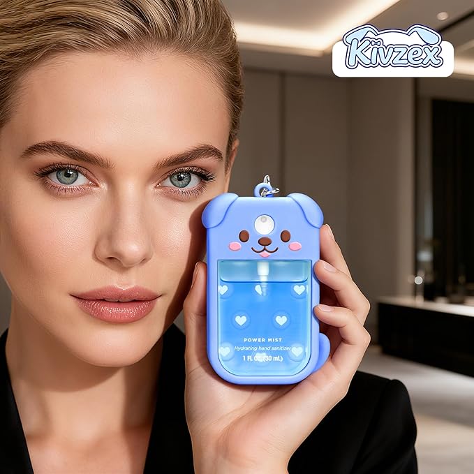 Dog Silicone Case for Touchland Hand Sanitizer Spray with Keychain, Compatible with Power Mist & Glow Mist 1 FL Oz/30ML for Touchland Case, Cute Travel Cover Sleeve