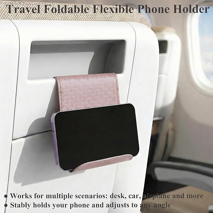 QIELIZI Airplane Travel Essentials for Flying Flex Flap Cell Phone Holder & Flexible Tablet Stand for Desk, Bed, Treadmill, Home & in-Flight Airplane Travel Accessories(1-Triangle Flesh)