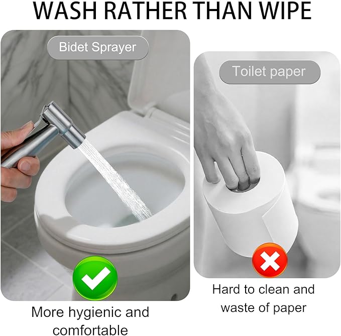 Bidet Attachment for Toilet - Handheld Bidet Sprayer with Jet Spray, Muslim Shower & Shatafa Toilet Hose/Bidet Hose