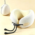 Travel Neck Pillow with Storage Case, 100% Pure Memory Foam, Airplane Head Support for Flight Sleeping, Portable, Beige
