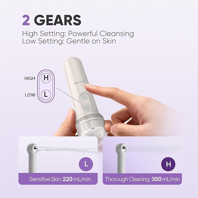 Portable Electric Bidet Sprayer - Handheld Travel Bidet with 2 Pressure Modes - Waterproof Foldable Pocket-Sized & Cordless for Bathroom Ultimate Personal Hygiene Cleaning at Home and Camping, White