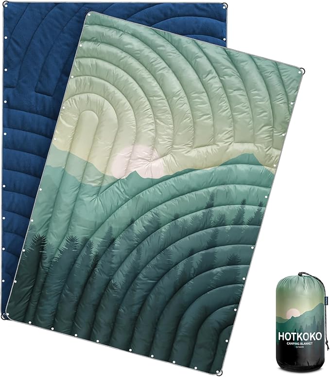 Camping Blanket, Puffy Polar Fleece Blanket Lightweight Warm Outdoor Blanket for Camping,Traveling, Stadium, Hiking, Picnics
