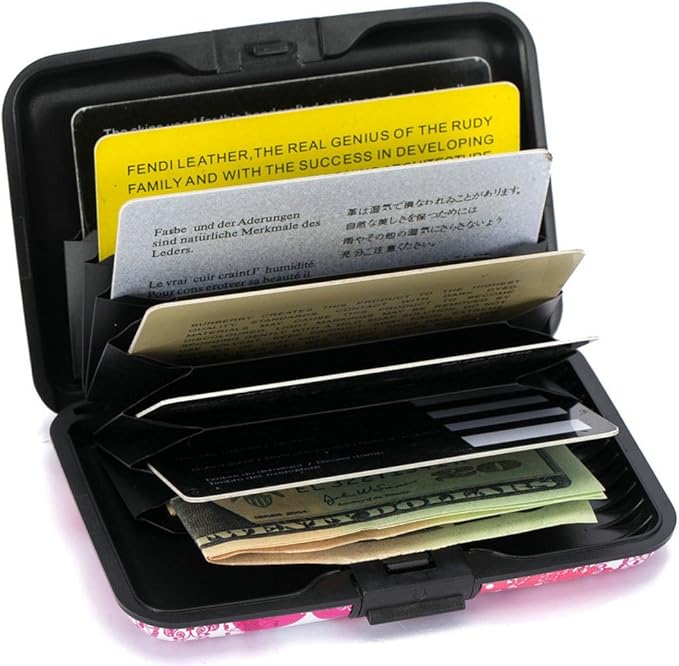 ELFISH Mini RFID Aluminum Wallet Credit Cards Holder Business Card Case Metal ID Case for Men Women (Heart)