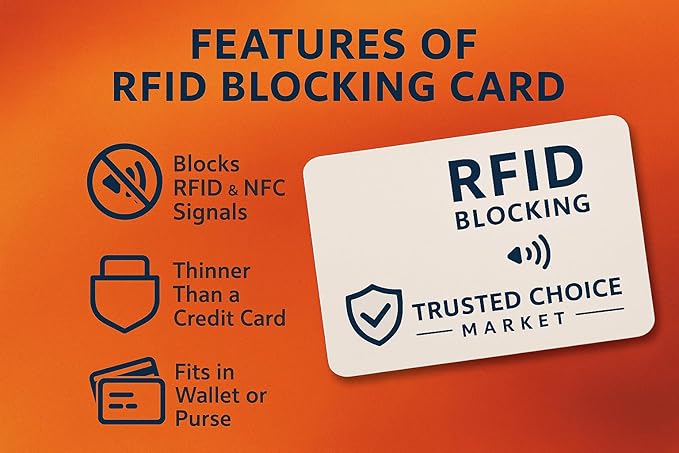 RFID Blocking Cards 6-Pack – NFC Contactless Protection for Credit, Debit, ID, ATM Cards & Passport – Slim Anti-Theft Card Blocker for Wallet & Purse (Grey)
