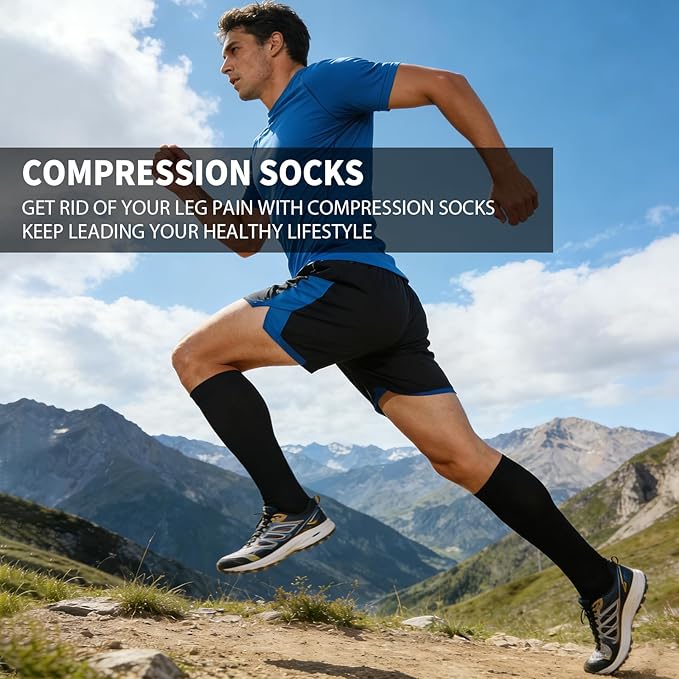 Sooverki Copper Compression Socks for Men & Women 8 Pack 15-20mmHg - Knee High Stockings Best Support for Running Athletic