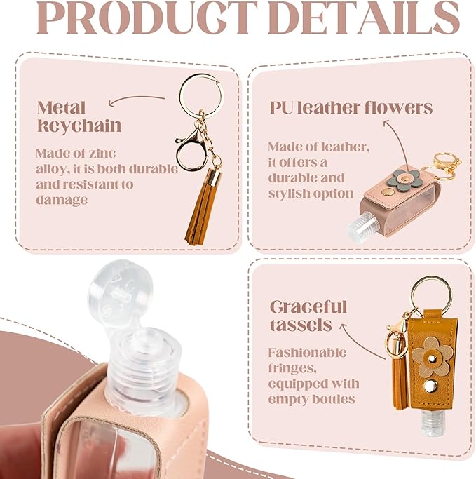 4Pcs Hand Sanitizer Keychain, 30ml Refillable Portable Hand Sanitizer for Toiletry Lotion Liquid Soap Shampoo