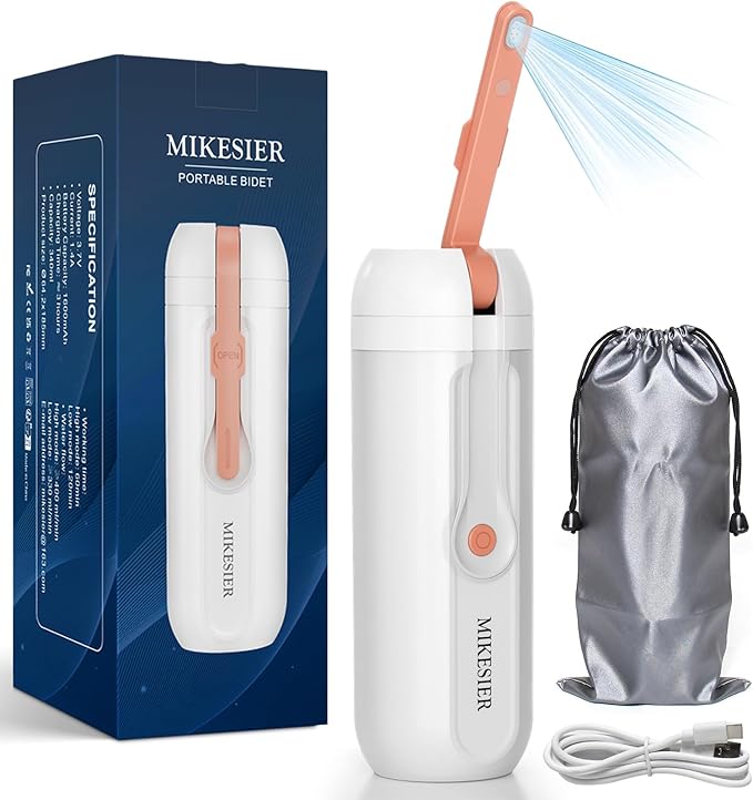 Portable Bidet for Travel, Rechargeable Electric Travel Bidet Sprayer with LED Display, 340ml Bottle Capacity, Waterproof High Pressure Handheld Travel Bidets for Men Women Cleaning