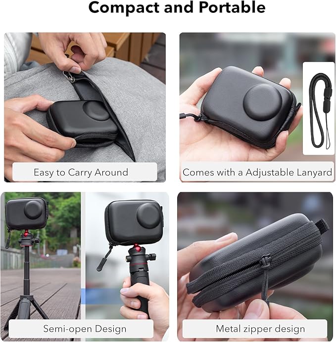 OSMO Action 6 Accessories, PU Portable Mini Carrying Bag Case, Lens Screen Protectors (6 Pack) Comatible with DJI Osmo Action 6 Pro, Rubber Lens Cap Cover for DJI Action 6