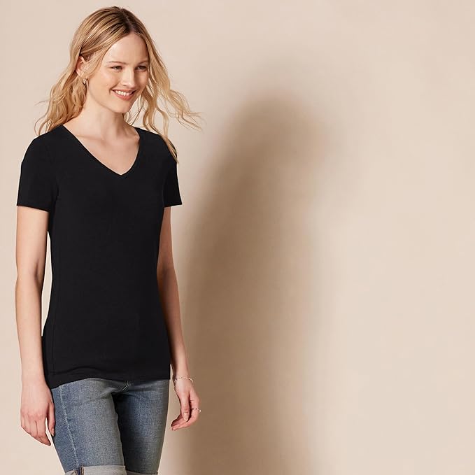 Amazon Essentials Women's Regular-Fit Short-Sleeve T-Shirt (Crewneck and V-Neck Options), Multipacks