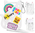 Cat Silicone Case for Touchland Hand Sanitizer Spray with Keychain&Charms,Compatible with Power Mist & Glow Mist 1 FL Oz/30ML for Touchland Case,Cute Travel Cover Sleeve Accessory (White Cat)