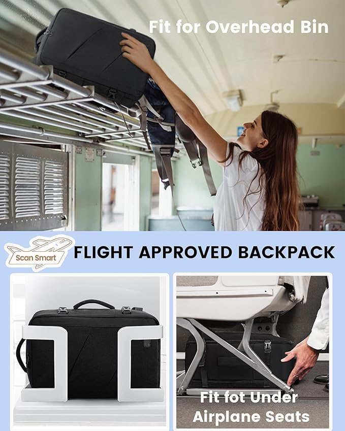 LOVEVOOK Travel Carry on Backpack, Large 40L Personal Item Travel Bag for Men & Women Flight Approved with 3 Packing Cubes, Suitcase Water Resistant Luggage Daypack Business Weekender Bag