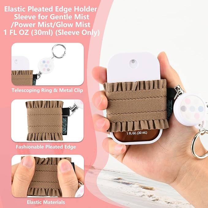 Beautyflier 4pcs Elastic Holder Sleeve for Touchland Power Mist Hand Sanitizer Spray, Cute Hand Sanitizer Holder for Gentle Mist, Glow Mist and Power Mist 1FL OZ, Best Gift for All Ages