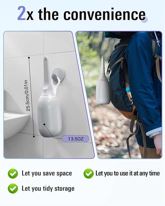 High Pressure Portable Bidet for Travel,Foldable Flip-Top Peri Bottle with Hook Ring,Handheld Bidet Sprayer for Personal Hygiene,BPA-Free,400ML Personal Toilet for Women Men Baby Cleaning(Gray)