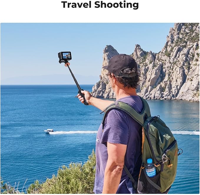 K&F CONCEPT 33.5cm/13.2" Selfie Stick Tripod, Portable Vlog Handle Grip Action Camera Selfie Stick for GoPro Hero 13/12/11/10/9/8/Max, DJI Osmo Action 5/4/3/2/1. (Black)