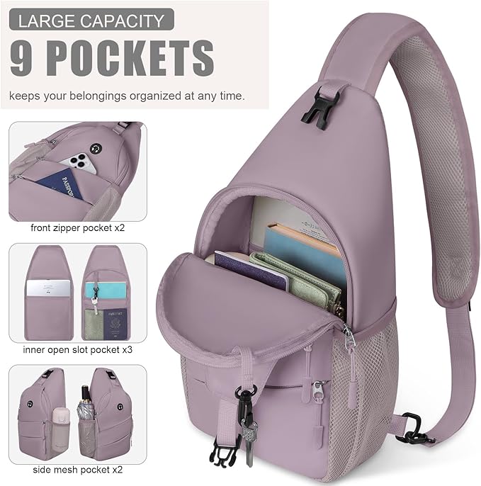 Pritent Crossbody Bags for Women Men Trendy Sling Bag Backpack Casual Chest Bag with Convertible Shoulder Strap
