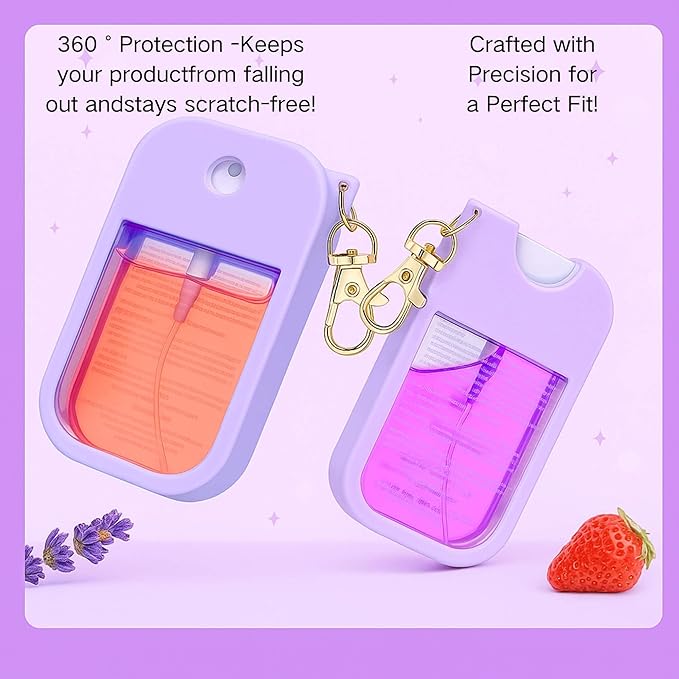 Hand Sanitizer Spray Case with Keychain, Durable Silicone Holder Compatible with Touchland Power Mist & Glow Mist (1 fl oz)