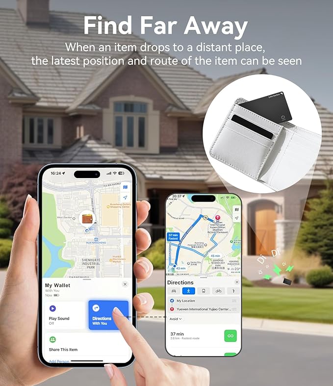 Ultrbeka Wallet Tracker Card IP68 Waterproof Rechargeable Bluetooth Tracker for Wallets, Passport, Work with Apple Find My, iOS Only [Apple MFi Certified]- 5pcs / 1* Wireless Charger