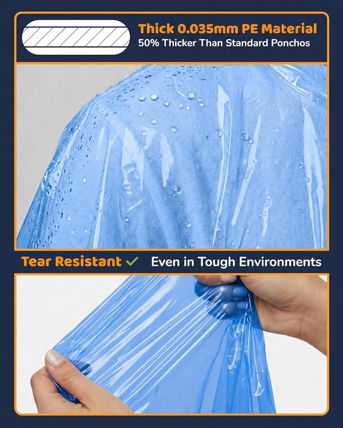 Hagon PRO Disposable Rain Ponchos for Adults (5 Pack)