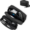 Travel Organizer Pouch Electronic Accessories Carry Case Waterproof Double Layers All-in-One for Cord, Phone, Airpods, USB Flash Drive for Men Women, Portable Charger Organizer (Black)