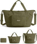 BAGSMART Foldable Travel Bag, 37L Expendable Personal Item Bag, Lightweight Weekender Bags for Women, Water Resistant Extra Carry on for Travel, Kelp Green