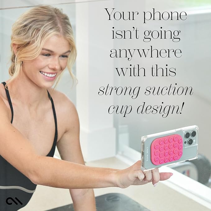 Case-Mate Adhesive Suction Cup Phone Mount - Sticky Phone Grip with Strong 3M Adhesive - Anti-Slip Phone Holder - Content Creator Essentials - Compatible with iPhone, Android Phones & Cases - Fuchsia