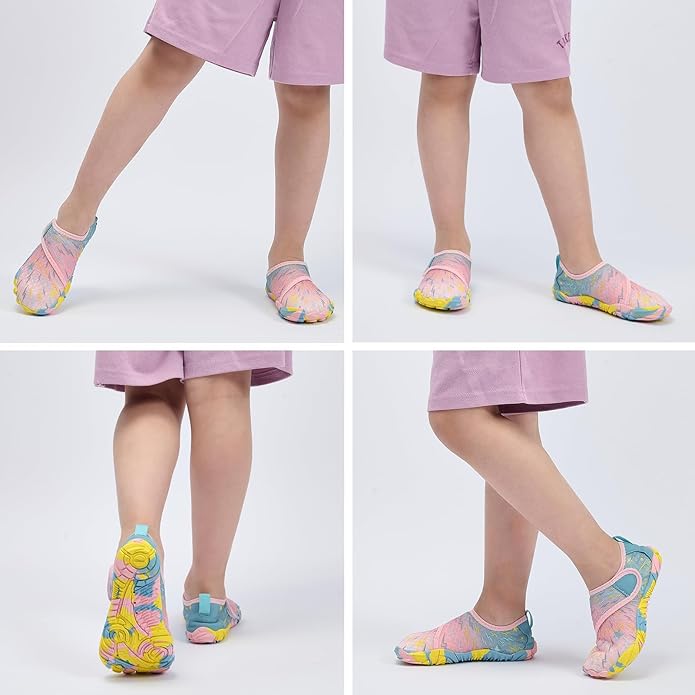 Kids Water Shoes Boys Girls - Wide Toe Box Quick Dry Barefoot Shoes Breathable Non Slip Aqua Athletic Sneakers for Swim Beach Pool Kayak Hiking Sand Walking Travel Essentials (Little Kid/Big Kid)