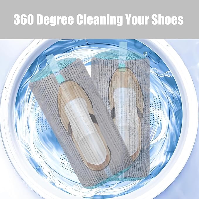 2 Pack Shoe Washing Machine Bag Shoe Washing Bag Shoe Mesh Laundry Bags Shoe Bags for Travel Reusable Shoe Cleaning Bag for All Shoe Sizes (Grey)