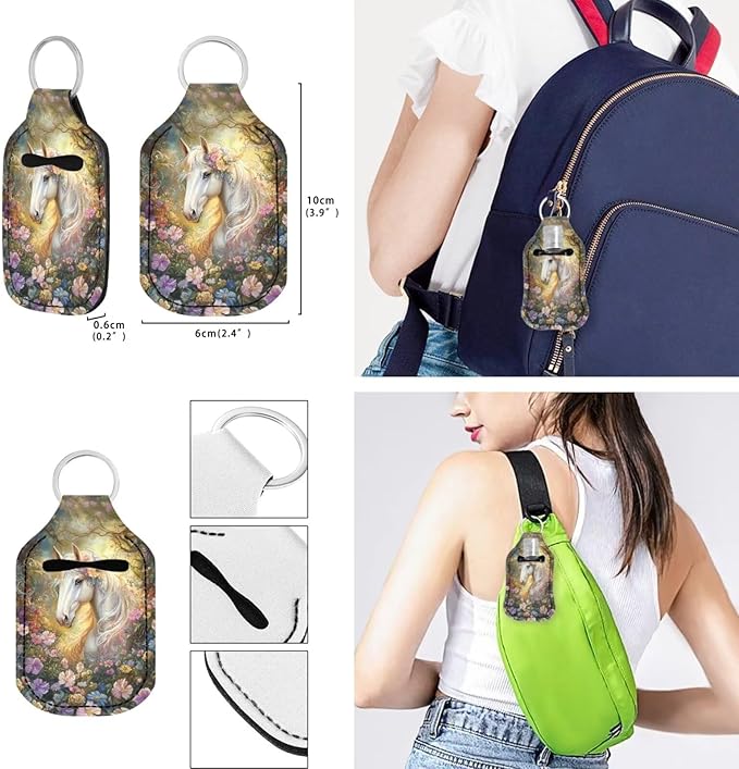 Suobstales 3Pcs Travel Bottles Keychain Holder Set,Travel Bottle Sleeves+Neoprene Chapstick Holders+Lanyard Keychain