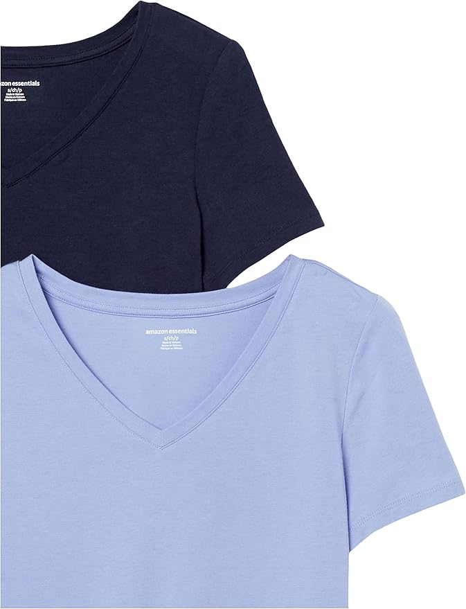 Amazon Essentials Women's Regular-Fit Short-Sleeve T-Shirt (Crewneck and V-Neck Options), Multipacks