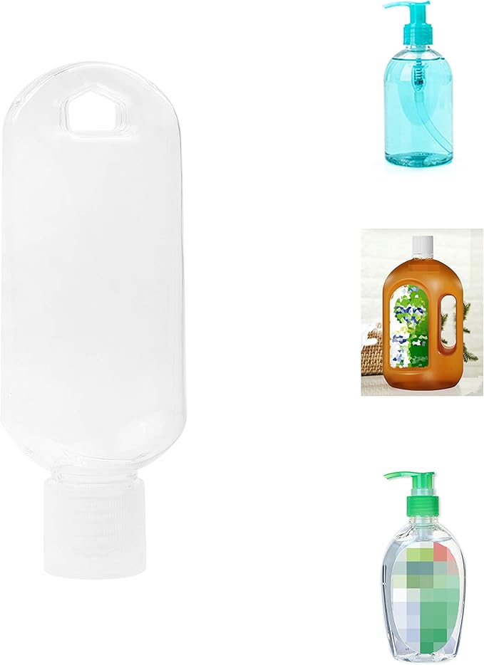 Kare & Kind Clear Portable Travel Bottles - 4x Empty Containers, 4x Carabiner/Retractable Lanyard, 1x Sticker Label Sheets - up to 50 ML -For Hand Sanitizers, Rubbing Alcohol, Liquids, Toiletries