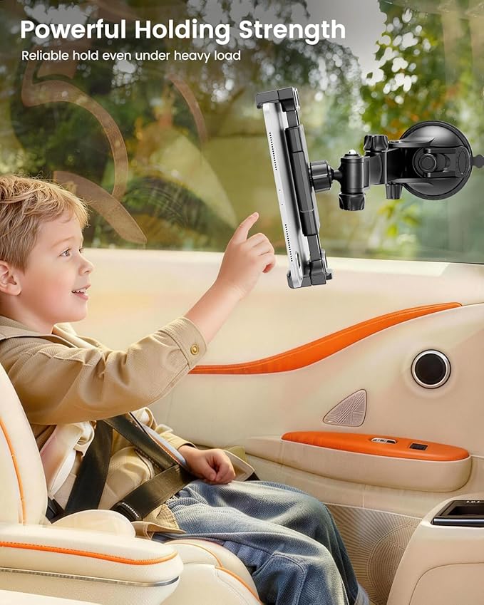 OHLPRO Tablet Holder for Car Dashboard & Windshield, Long Arm Suction Cup Tablet Mount Fits 5-17" iPad Pro/Air/Mini, Stable iPad Car Mount for Truck/SUV/Semi, Ideal Tech Gift for Drivers & Traveler