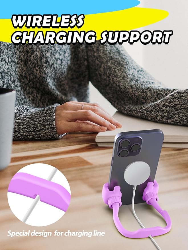 Gifts for Mothers Day Mom Wife Adults Cell Phone Stand - 2 Pack Thumbs Up Lazy Phone Holder for Desk Birthday Gifts for Kids Adults Women Men Stocking Stuffers (Bright Purple & Avocado Green, 2)