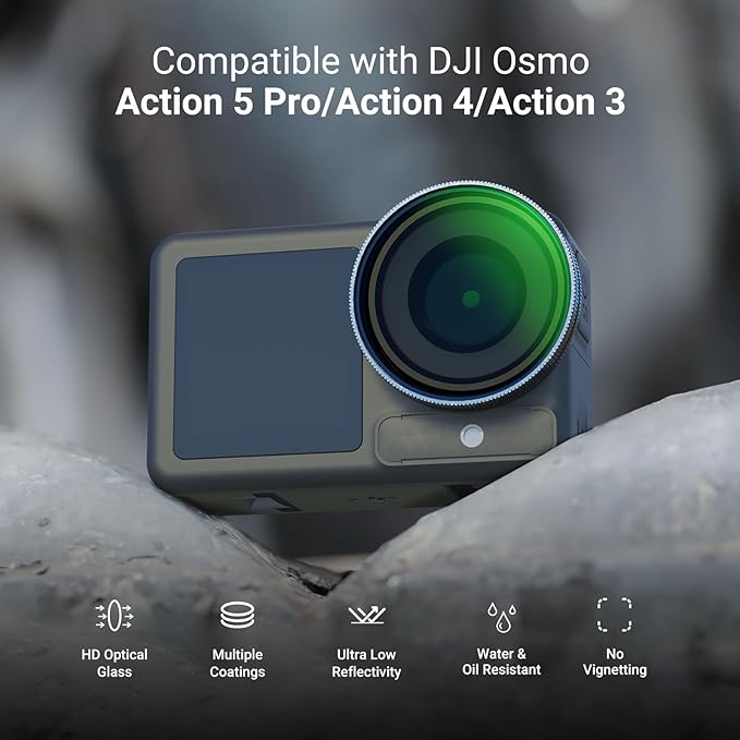 NEEWER CPL Filter Compatible with DJI Osmo Action 3/4/5 Pro, Snap On Polarizer Multicoated HD Adjustable Circular Polarizing Lens Filter, Action Camera Accessories, FL-N69