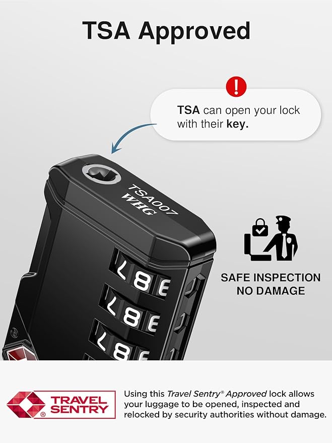Puroma TSA Approved Travel Luggage Locks, 2 Pack Black 4 Digit Resettable Combination Code Lock with Zinc Alloy Body for Suitcase, Backpack, Laptop Bag, Gym Locker, Toolbox