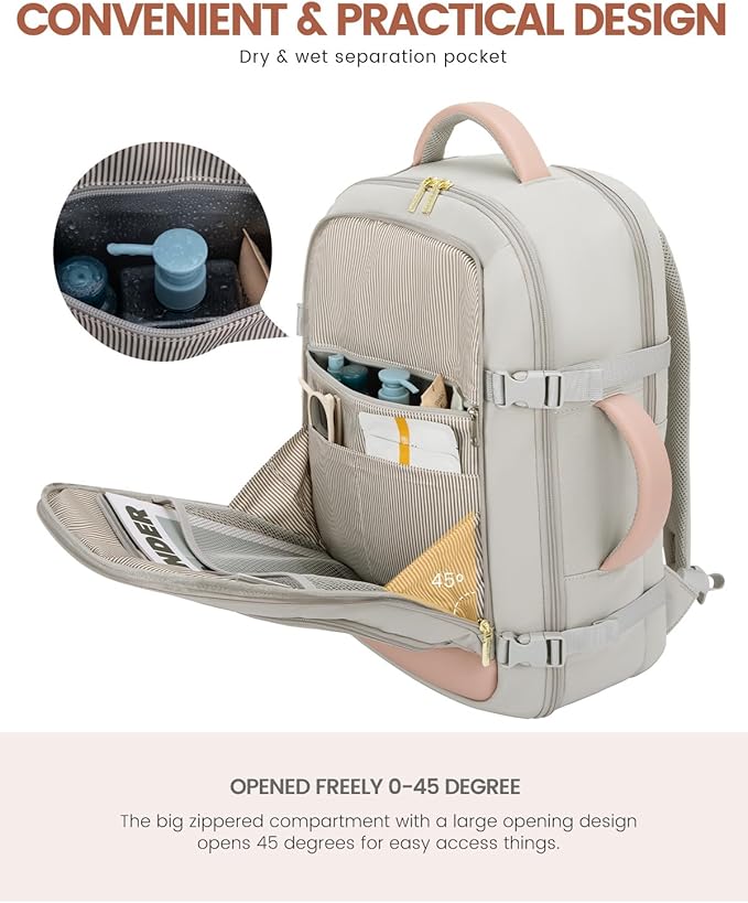 LOVEVOOK Carry On Travel Backpack For Women Flight Approved, 40L Large Personal Item Backpack Travel Bag for Airplanes, Business 17 Inch Laptop Backpack, Weekender Overnight Daypack, With 2 Cubes