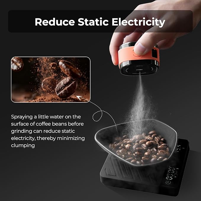 IKAPE Magnetic Rechargeable Coffee Bean Spray Bottle & Tray Set, 20ml Anti-Static RDT Tool for Espresso Grinders, Barista Coffee Accessories